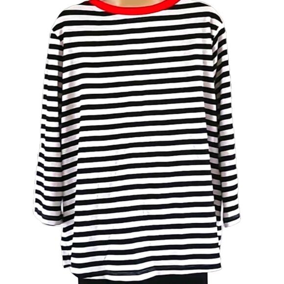 St. John's Bay Women's Black White Stripe Long Sleeve Tee Shirt Size 0X NWOT - Picture 5 of 5